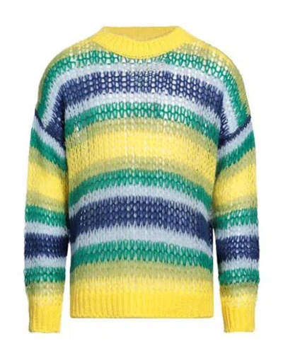 Dsquared2 Man Sweater Yellow Size M Mohair Wool, Polyamide, Acrylic, Wool