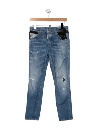 Pre-owned Dsquared2 Mid-rise Straight Leg Jeans In Blue