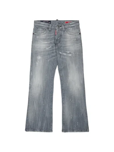 Dsquared2 Kids' Paint-splatter Effect Distressed Jeans In Gray