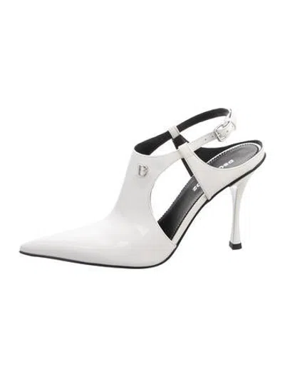 Pre-owned Dsquared2 Patent Leather Slingback Pumps In White