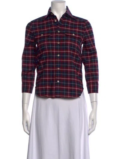 Pre-owned Dsquared2 Plaid Print Three-quarter Sleeve Top In Multicolor