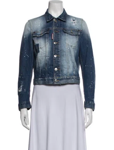 Pre-owned Dsquared2 Printed Denim Jacket In Blue
