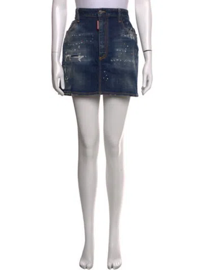 Pre-owned Dsquared2 Printed Mini Skirt In Blue