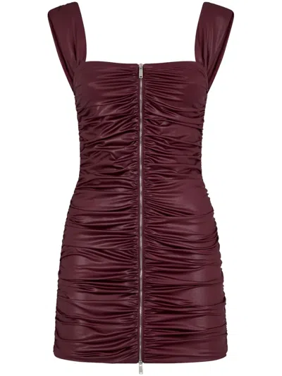 Dsquared2 Ruched Zip-up Minidress In Red