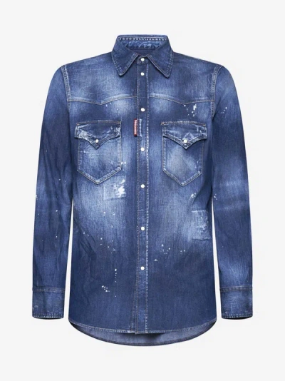 Dsquared2 Shirt In Navy Blue