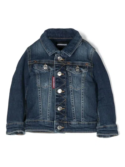 Dsquared2 Babies' Single-breasted Denim Jacket In Blue