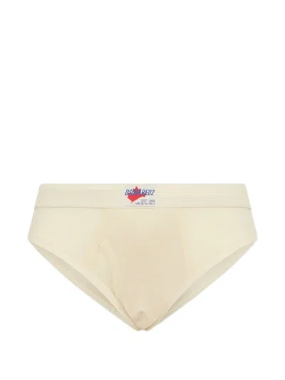 Dsquared2 Ski Pass Logo-patch Wool Briefs In Neutral