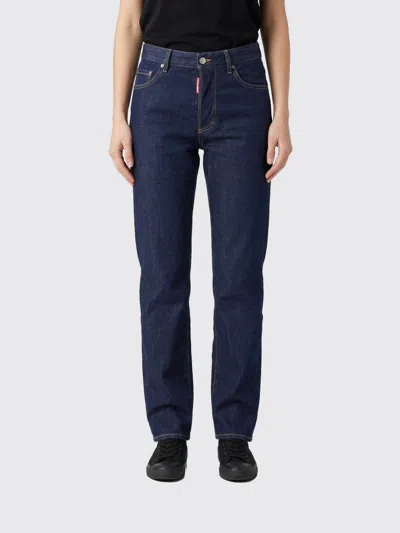 Dsquared2 Straight Jeans In Cotton Denim In Blue
