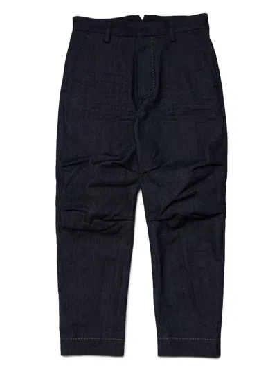 Dsquared2 Kids' Straight-leg Gathered-detail Jeans In Blue