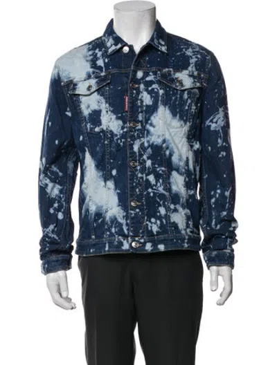 Pre-owned Dsquared2 Tie-dye Print Denim Jacket In Blue
