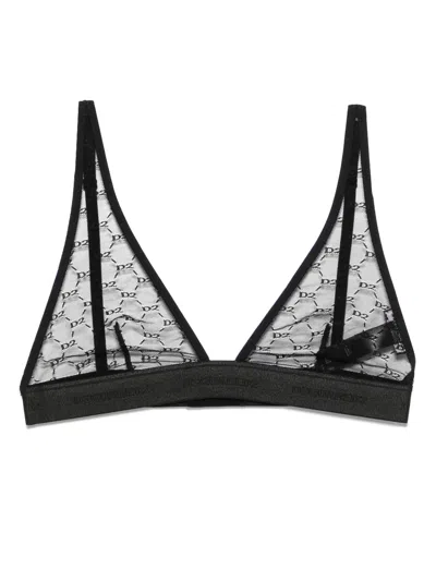 Dsquared2 Triangle Bra With Sheer Detailing In Black