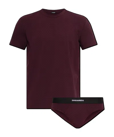 Dsquared2 Two-piece T-shirt And Underwear Set In Purple