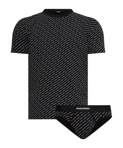 Dsquared2 Two-piece T-shirt And Underwear Set In Black