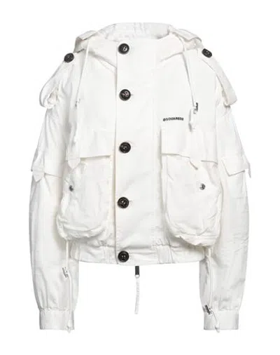 Dsquared2 Woman Jacket White Size 4 Cotton, Elastane