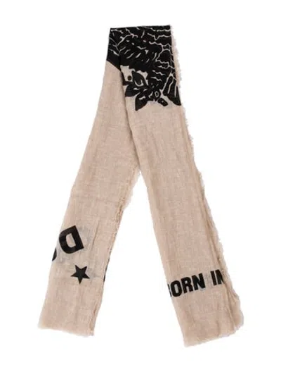 Pre-owned Dsquared2 Wool Graphic Print Scarf In Brown