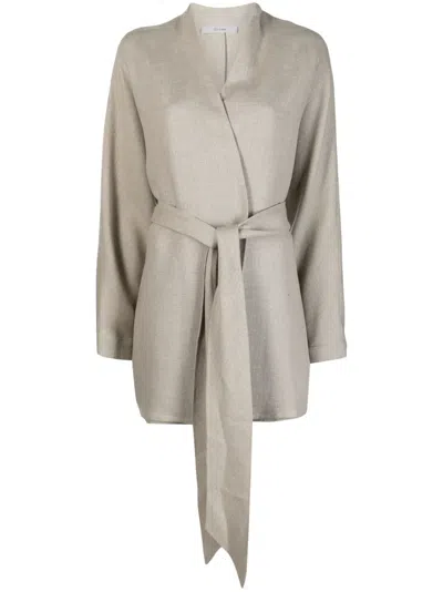 Dušan Belted Linen Cardigan In Neutrals