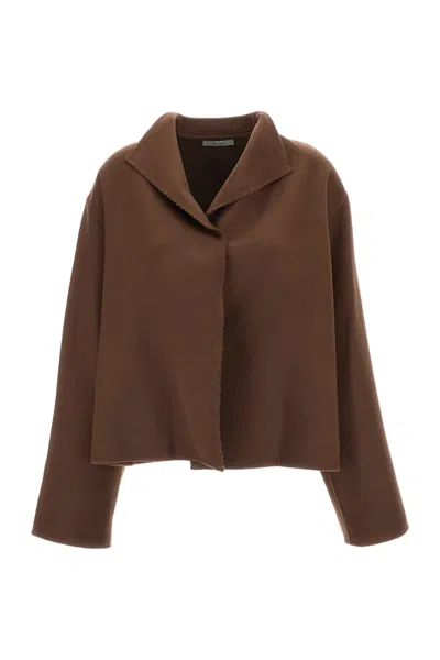 Dušan Brown Cimossa Boxy Open Collar Cashmere Jacket