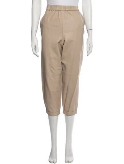 Pre-owned Dušan Lambskin Wide Leg Pants In Neutrals