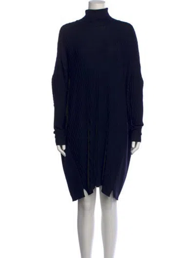 Pre-owned Dušan Turtleneck Midi Length Dress In Blue