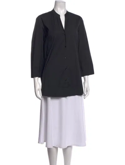 Pre-owned Dušan Virgin Wool Long Sleeve Button-up Top In Black