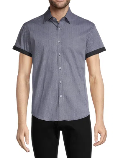 Duchamp London Men's Pattern Short-sleeve Shirt In Navy