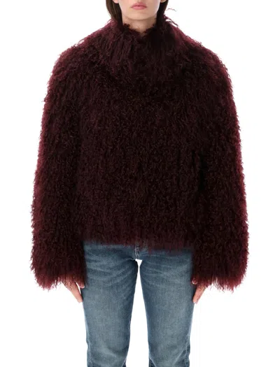Ducie Rochelle Mongolian Jacket In Burgundy