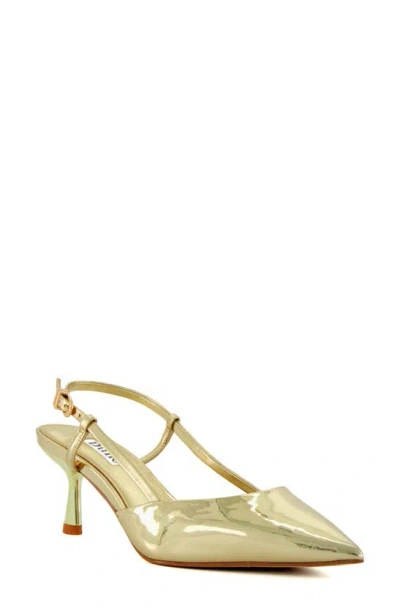 Dune London Classify Pointed Toe Slingback Pump In Gold