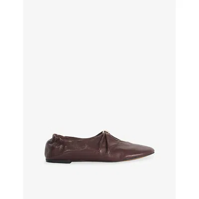 Dune Womens Havella Leather Ballet Flats Burgundy Leather Eur 38/5 Uk