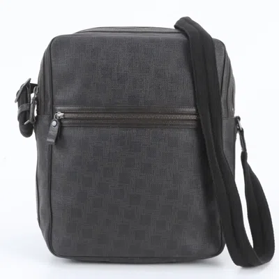 Pre-owned Dunhill Black Dark Brown Leather Coated Canvas Messenger Bag Shoulder Bag () In Black, Dark Brown