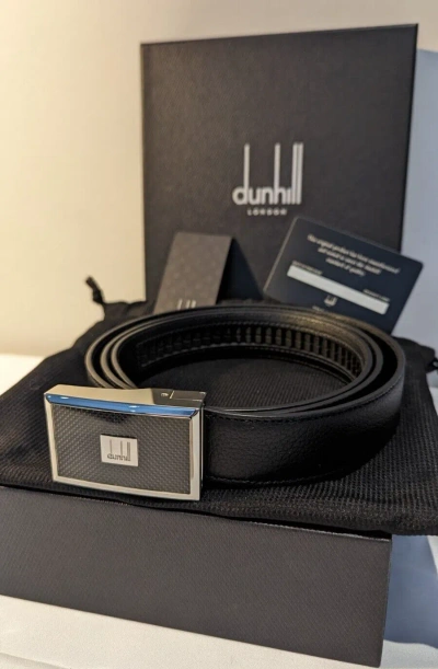 Pre-owned Dunhill Legacy Buckle Belgrave Leather Belt Cf 30mm-size Up To 42 In Black