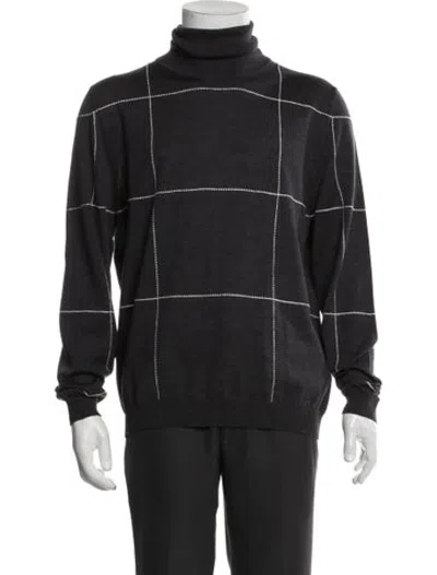 Pre-owned Dunhill Merino Wool Plaid Print Pullover In Grey