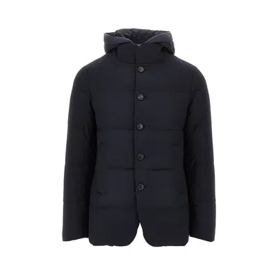 Duno Quilted And Padded Wool Down Jacket In Blue