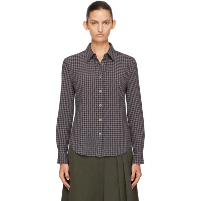 Dunst Brown Essential Slim Checked Shirt In Multi