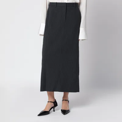 Dunst Charcoal Pinstripe H-line Long Skirt In Grey