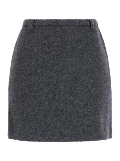 Dunst Mini Wool Skirt With Elegant Details In Grey