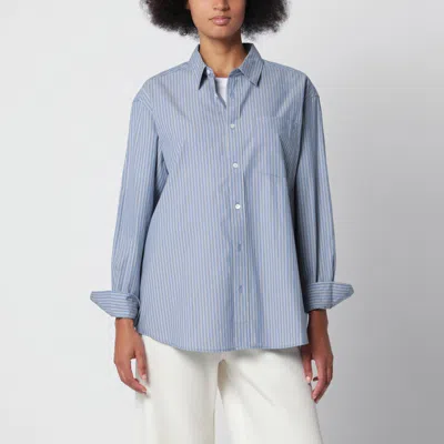 Dunst Relaxed Fit Blue Striped Cotton Shirt
