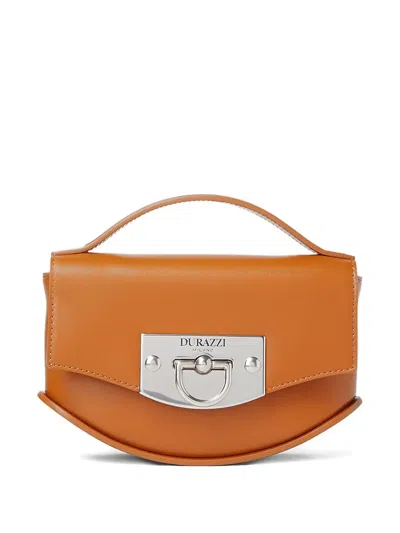 Durazzi Milano Curved Leather Handbag In Brown