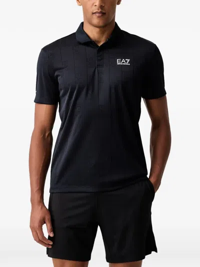Ea7 Golf Pro Logo-print Short-sleeve Polo Shirt In Blue