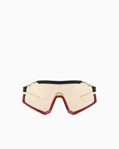 Ea7 Irregular-shaped Sports Sunglasses In Black