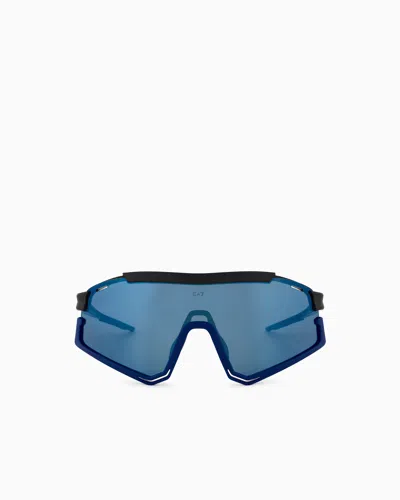 Ea7 Irregular-shaped Sports Sunglasses In Blue