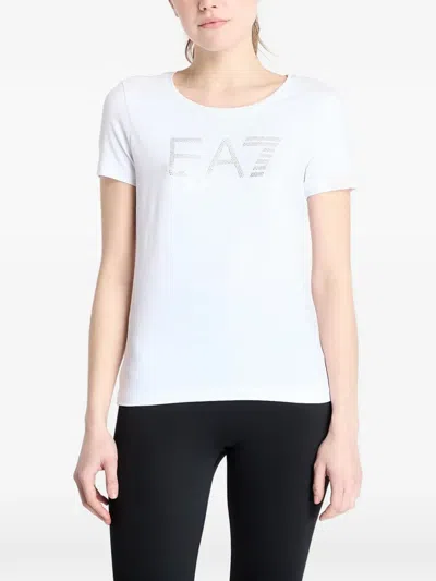 Ea7 Logo-embellished T-shirt In White