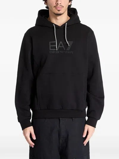 Ea7 Logo-print Hoodie In Black