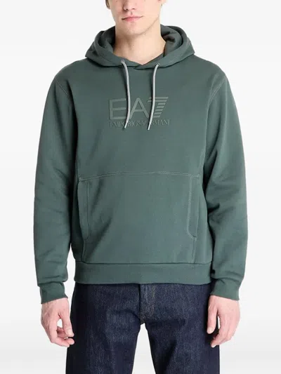 Ea7 Logo-print Hoodie In Green