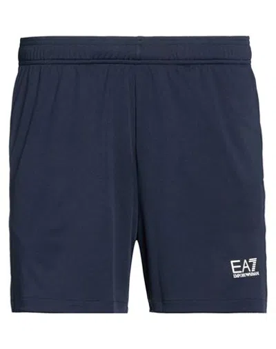 Ea7 Man Shorts & Bermuda Shorts Midnight Blue Size Xxl Polyester