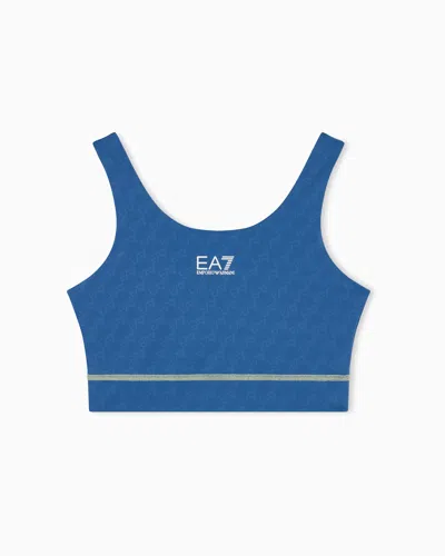 Ea7 Reversible Sport Bra Ventus 7 In Technical Fabric In Blue