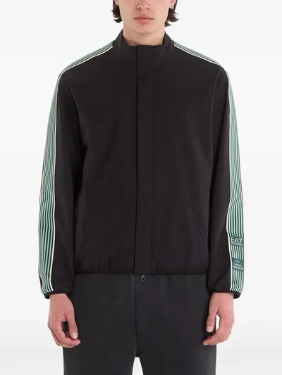 Ea7 Side-stripe Logo-patch Jacket In Black