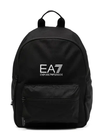 Ea7 Kids' Train Core Logo-appliqué Backpack In Black