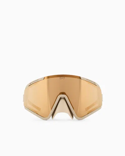 Ea7 Unisex Sunglasses In An Asymmetrical Shape In Gold