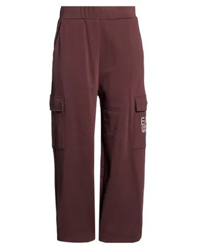 Ea7 Woman Pants Chocolate Brown Size Xl Cotton, Polyester