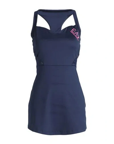 Ea7 Woman Mini Dress Navy Blue Size Xxl Polyester, Elastane